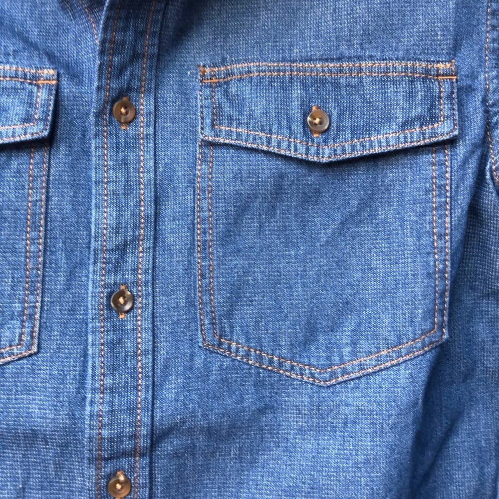 Original Use Denim Jean Style Raw Hem Woman’s XS Button Down Jean Shirt NWT - Picture 7 of 12